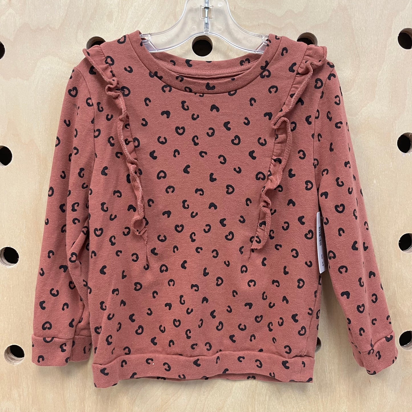 Mauve Leopard Ruffle Pullover