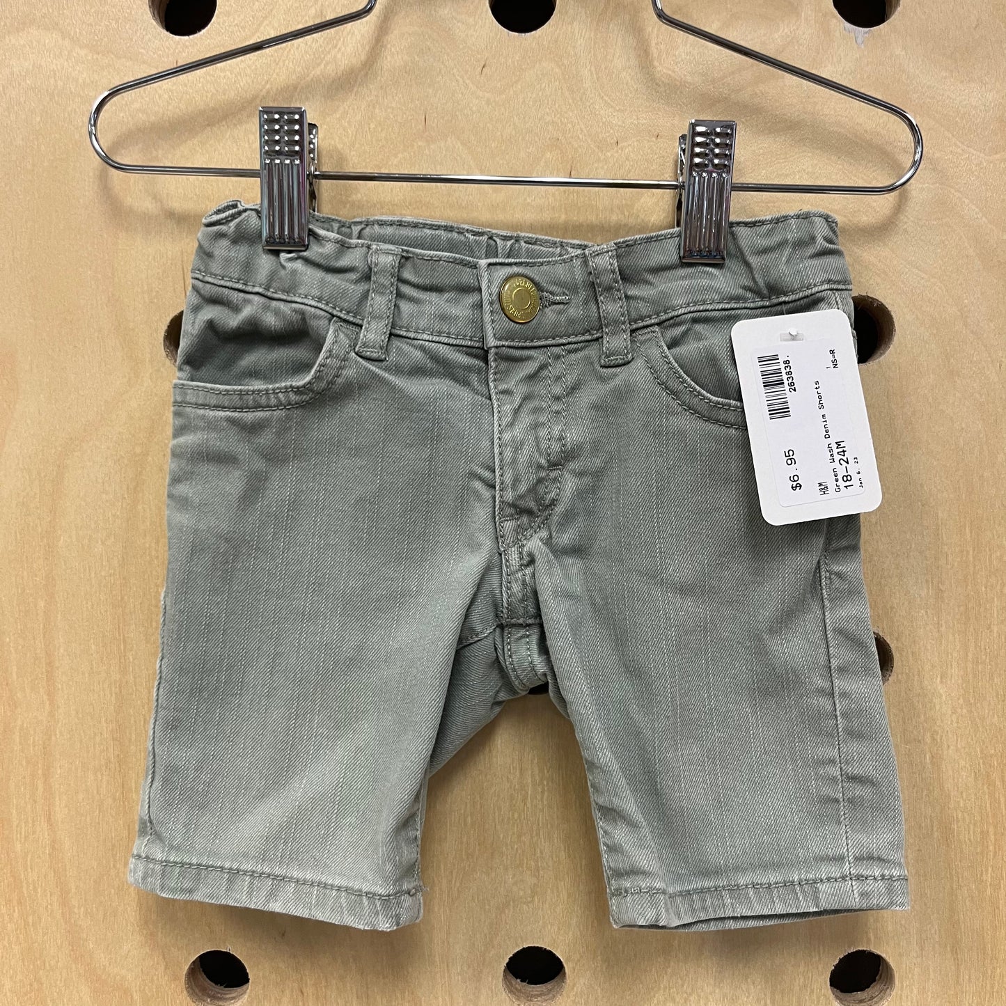 Green Wash Denim Shorts