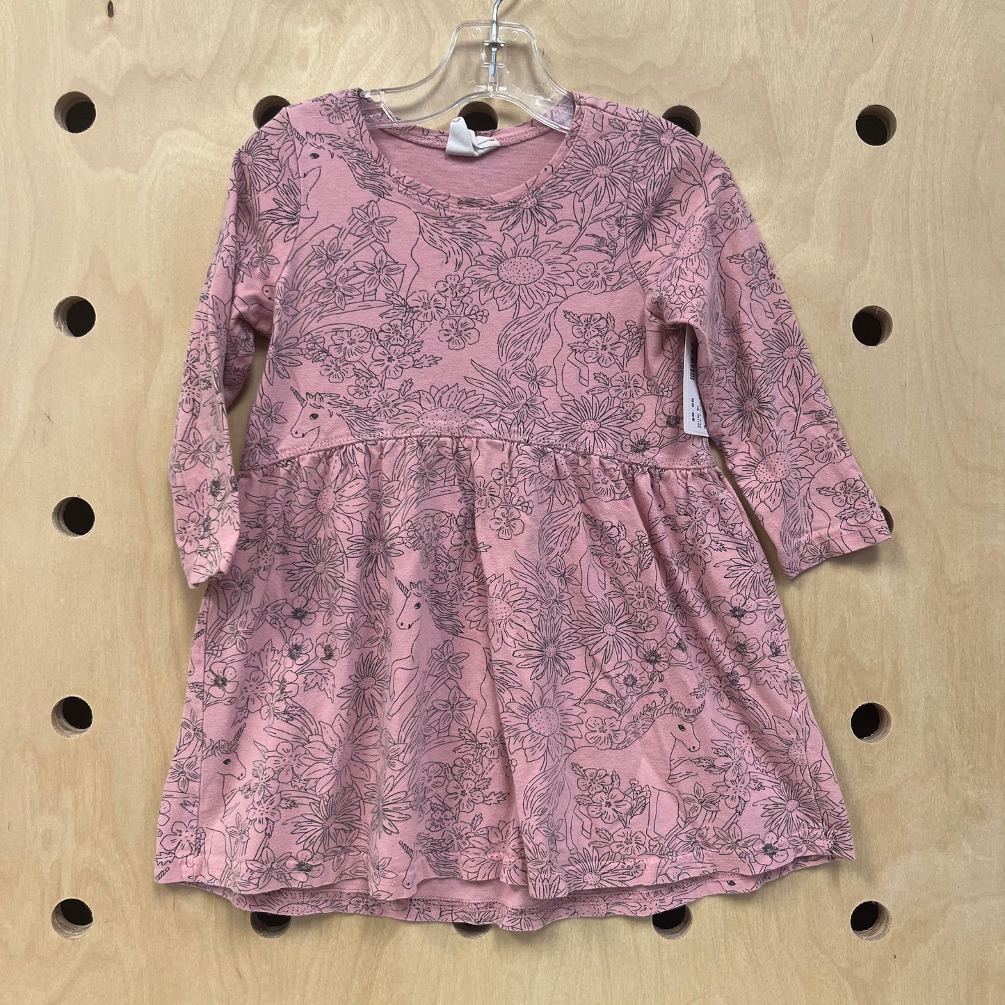 Pink & Grey Floral LS Dress