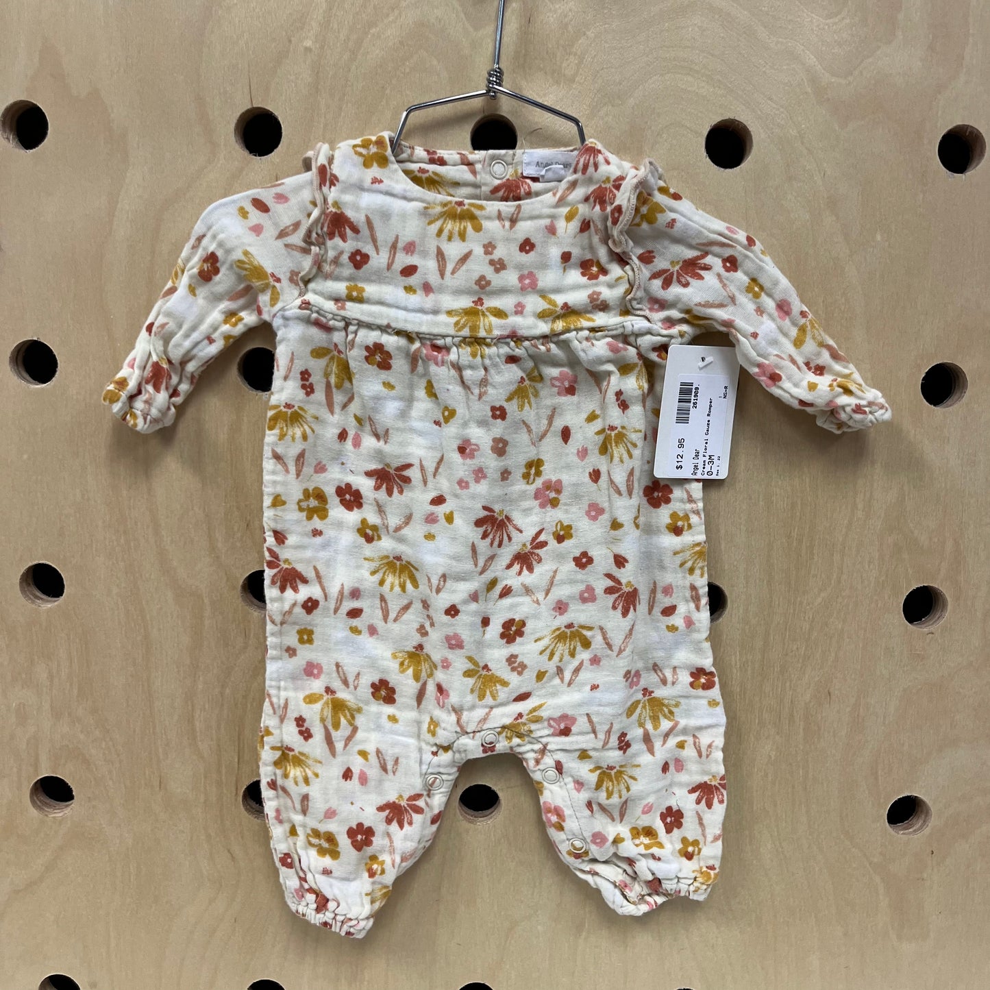 Cream Floral Gauze Romper