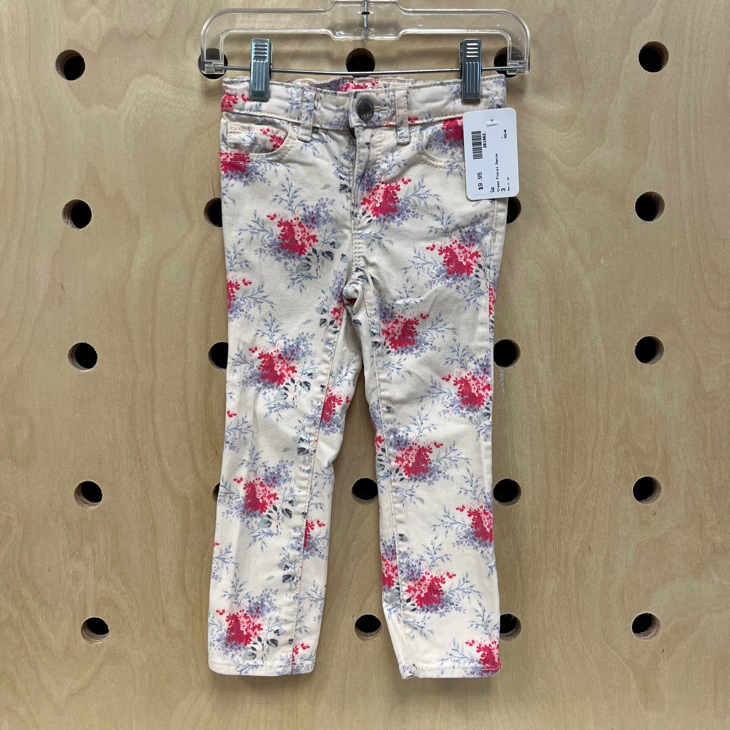 Cream Floral Denim