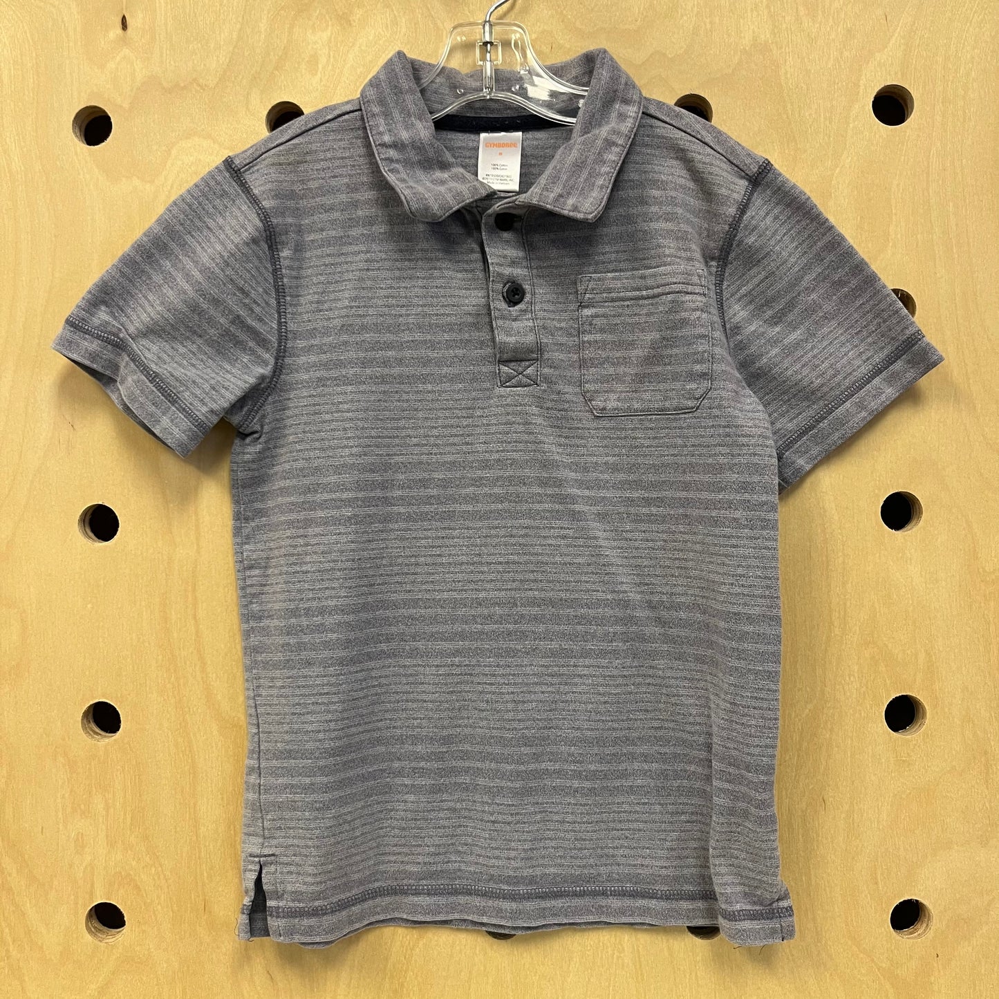 Grey Striped Pocket Polo