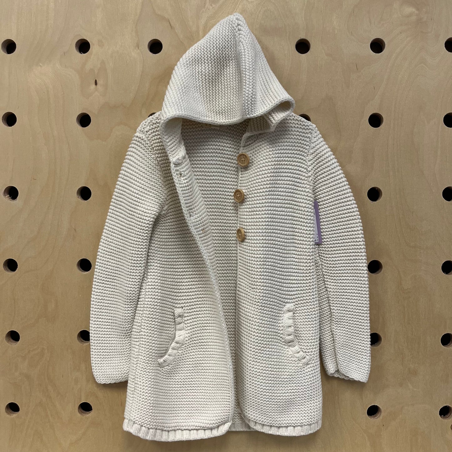 Cream Knit Hooded Cardigan