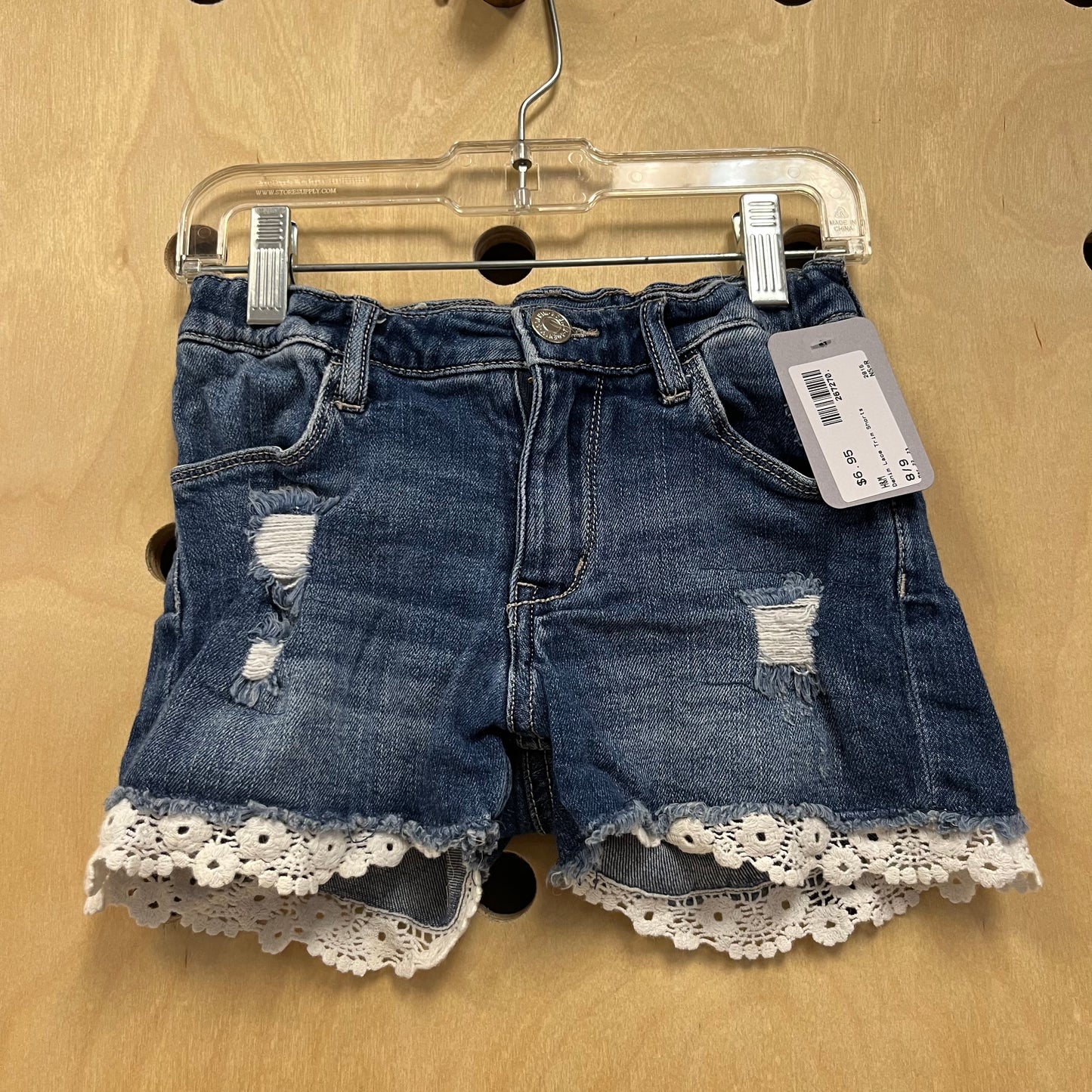 Denim Lace Trim Shorts