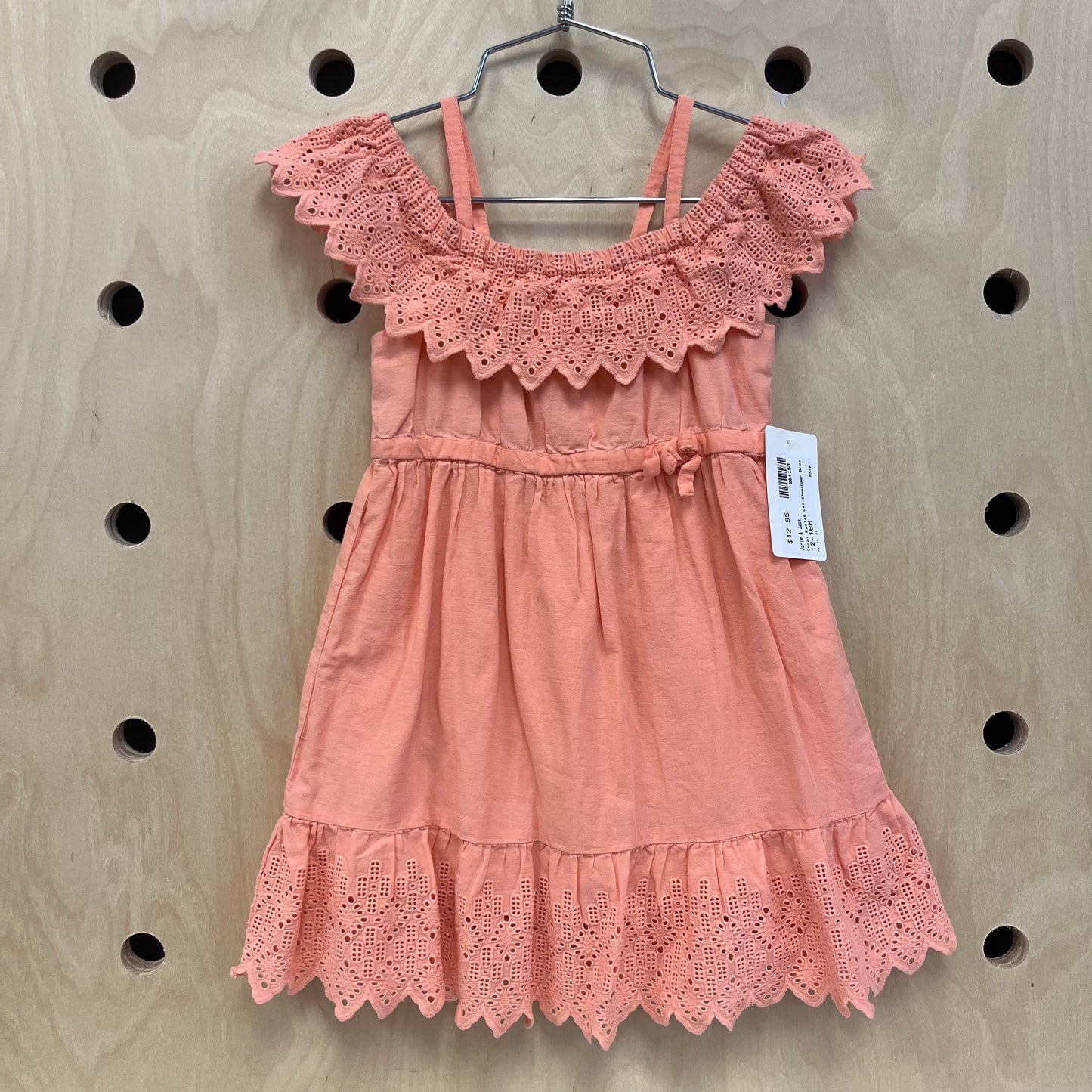 Coral Eyelet Off-Shoulder Dress