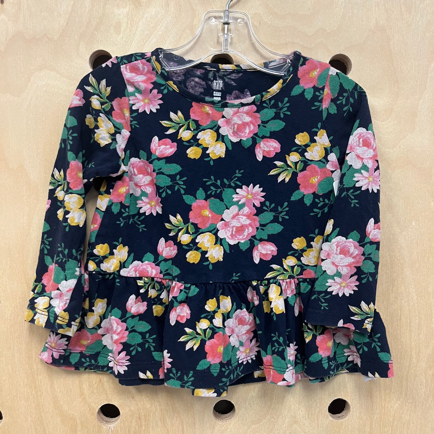 Navy Floral LS Top