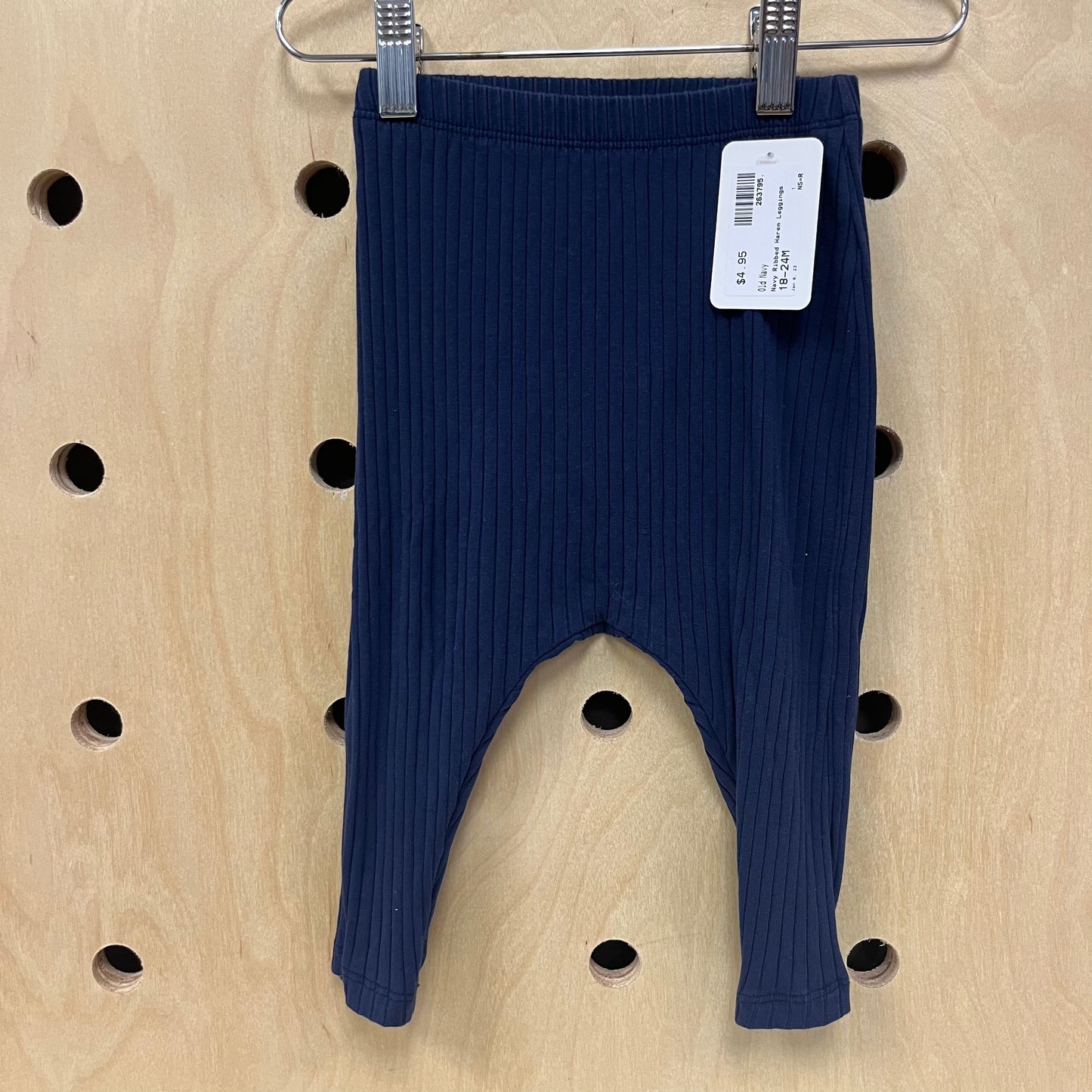 Navy Ribbed Harem Leggings
