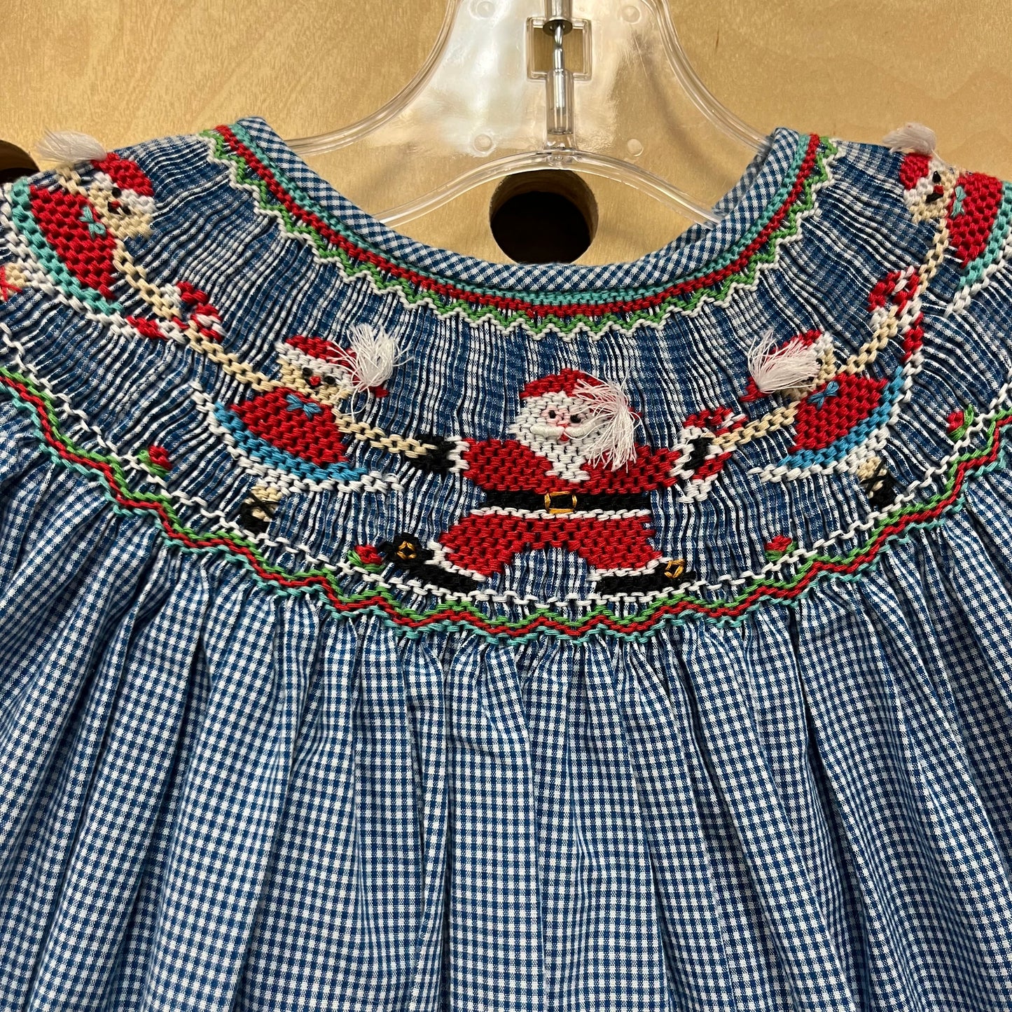 Blue Smocked Santa Dress