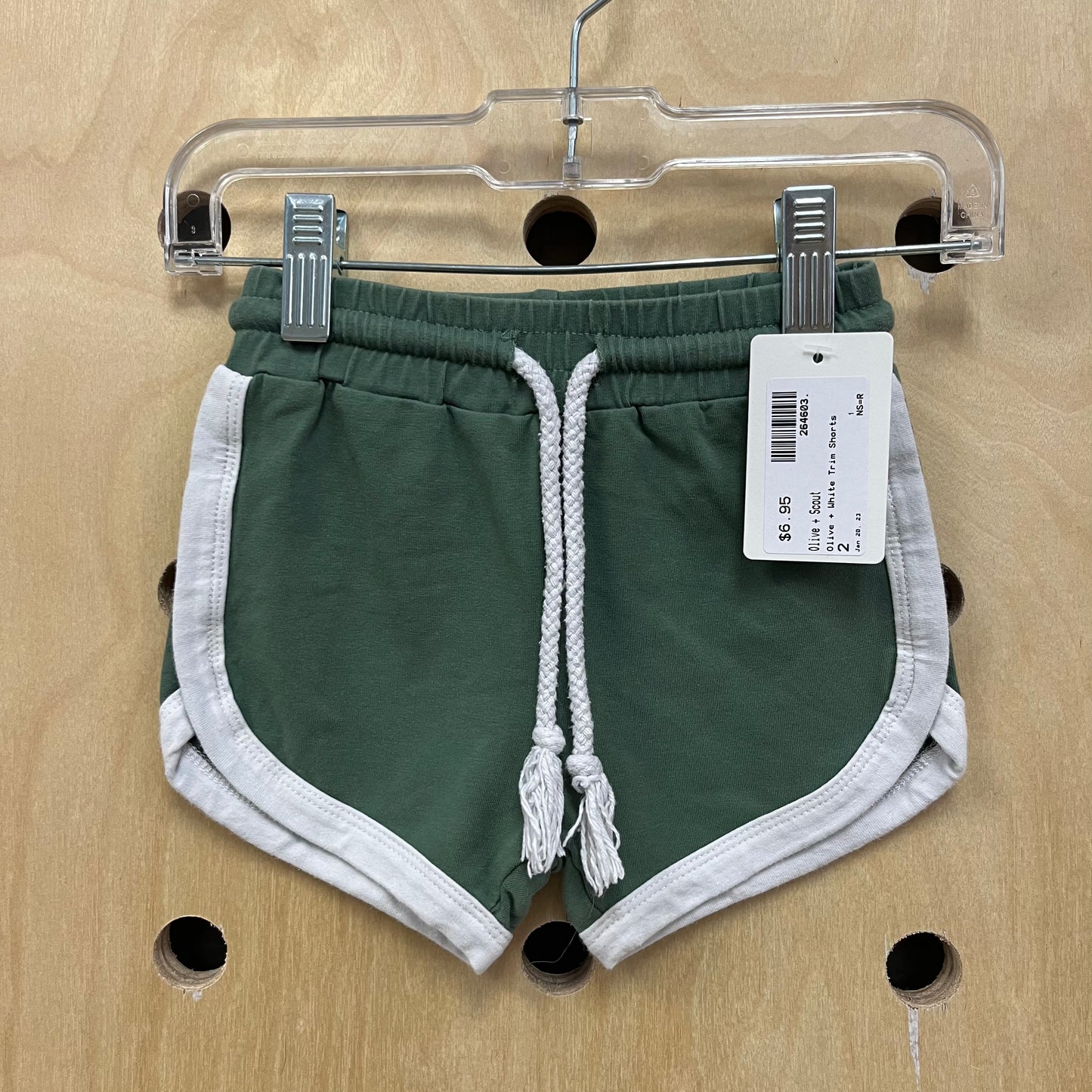Olive + White Ringer Shorts