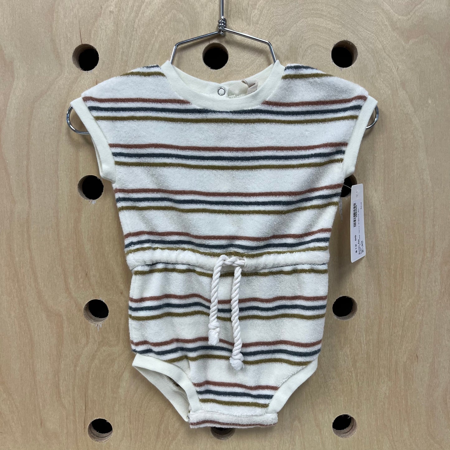 Cream Striped Terry Organic Romper