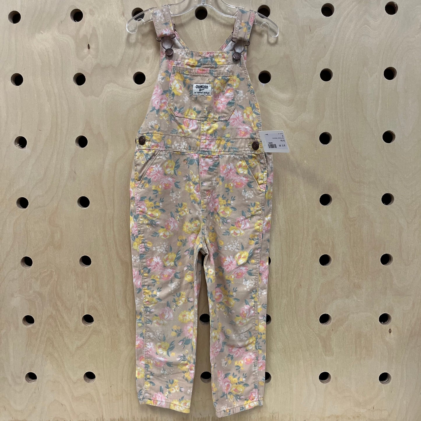 Tan Floral Overalls