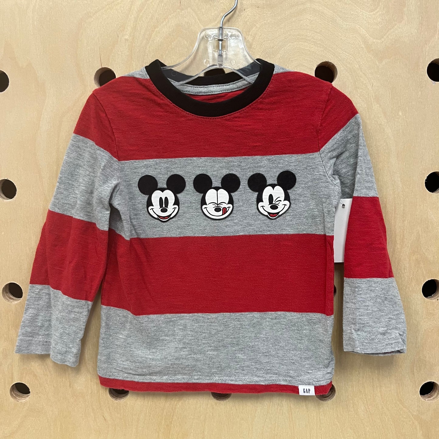 Red + Grey Striped Mickey LS