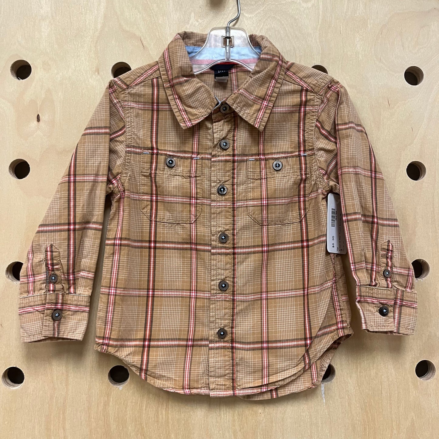 Brown & Red Plaid Button Up
