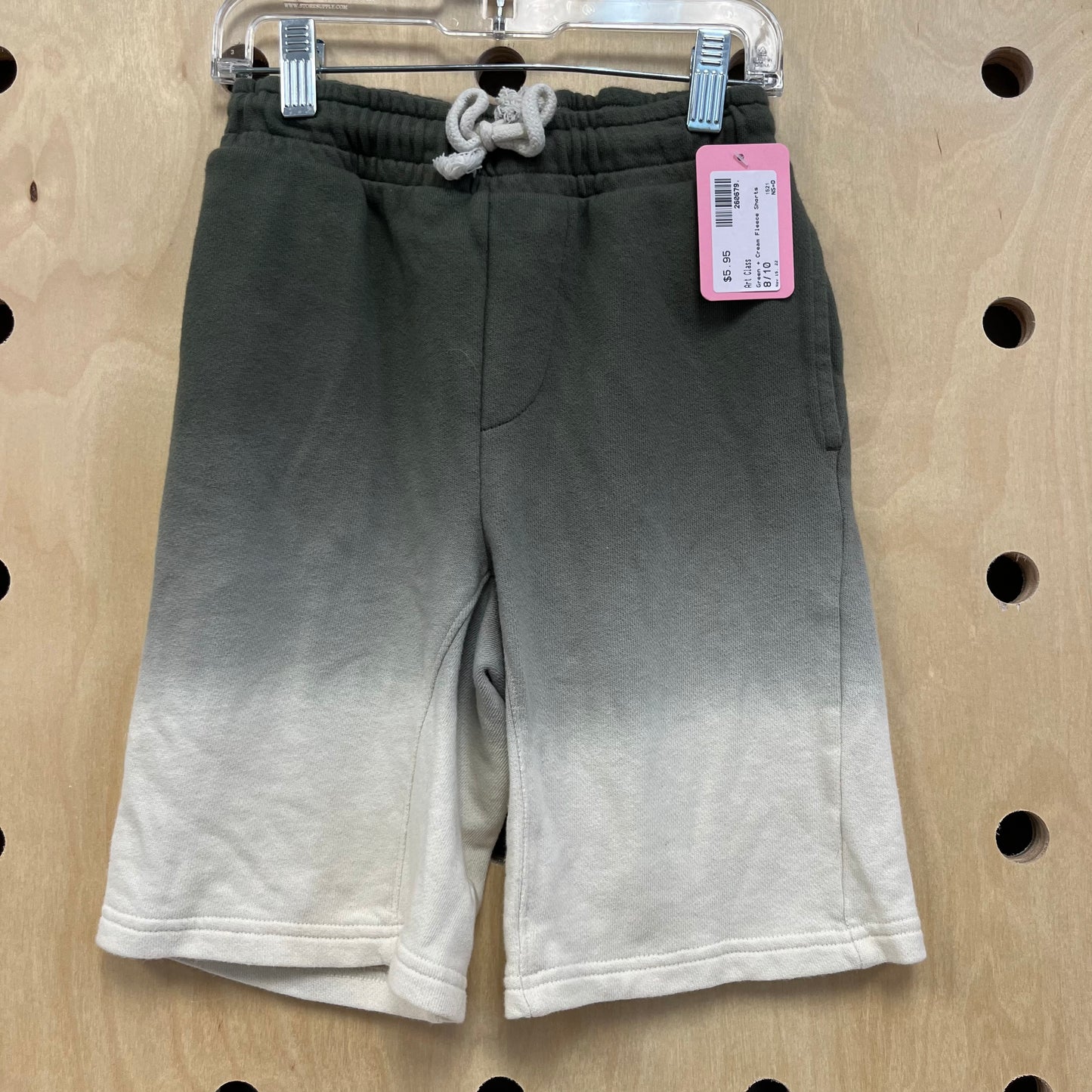 Green + Cream Fleece Shorts