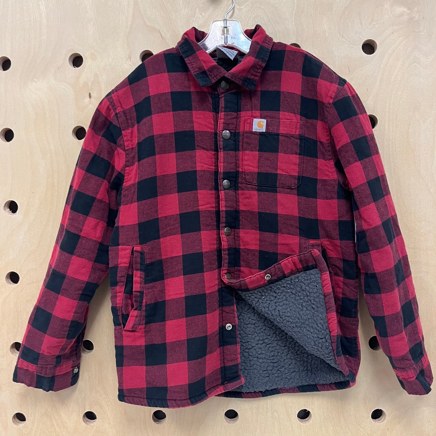 Red Black Plaid Lined Shacket