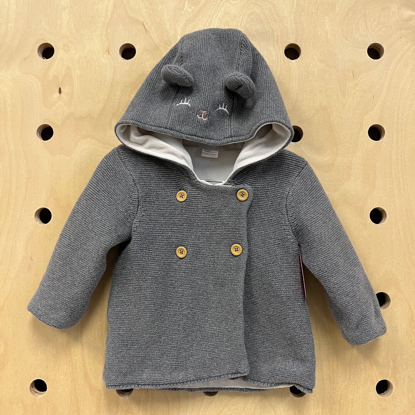 Grey Knit Bear Sweater