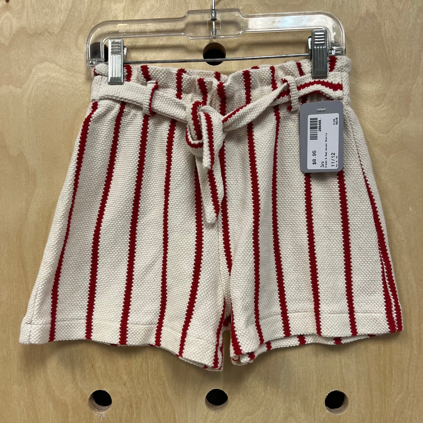 Cream & Red Woven Shorts