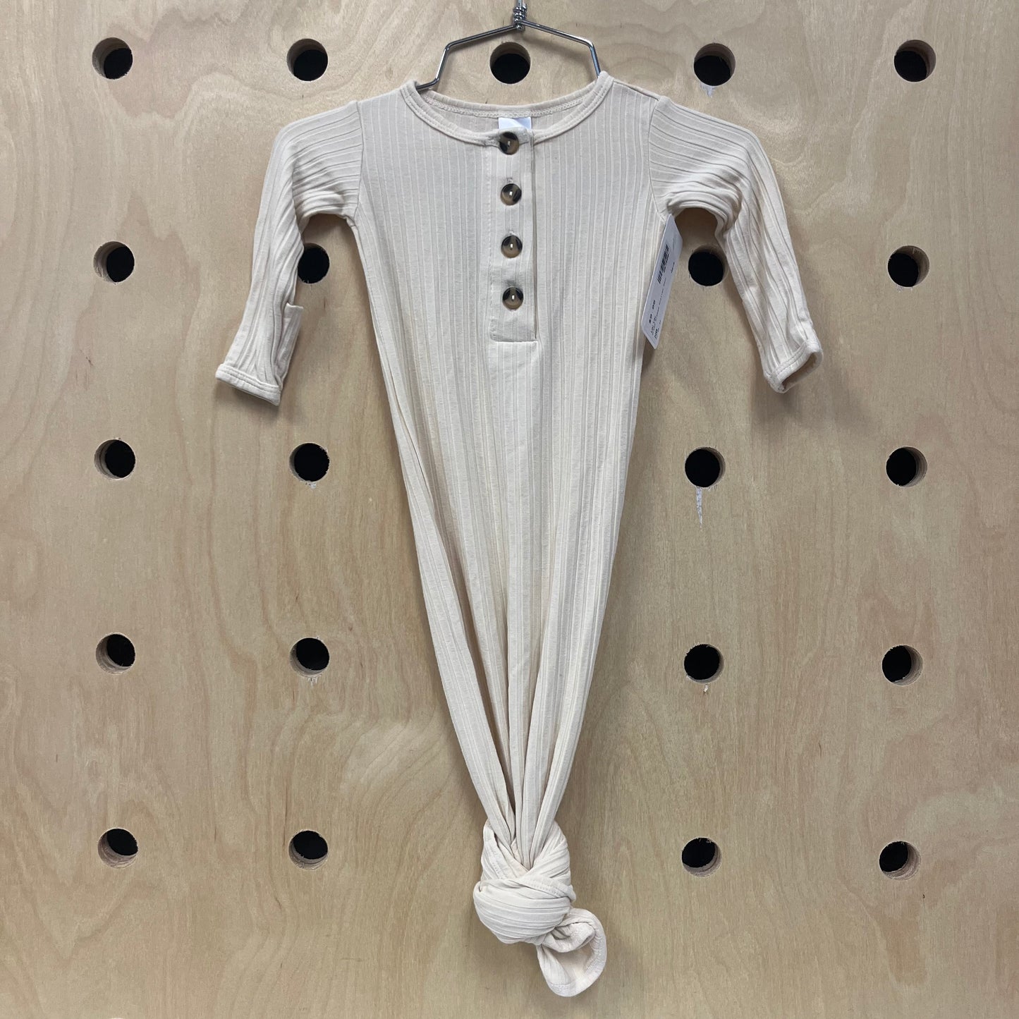 Cream Ribbed Knotted Gown