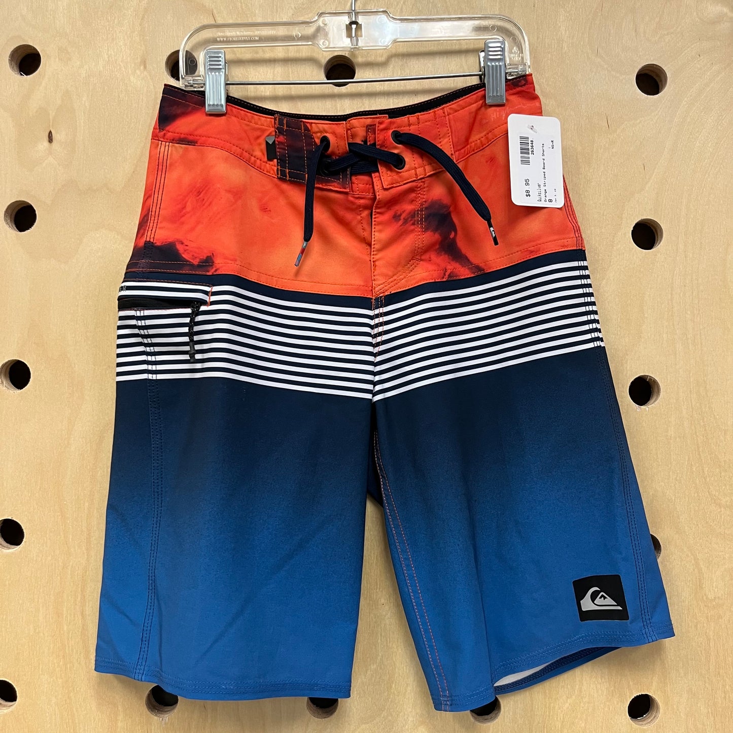 Orange Striped Board Shorts