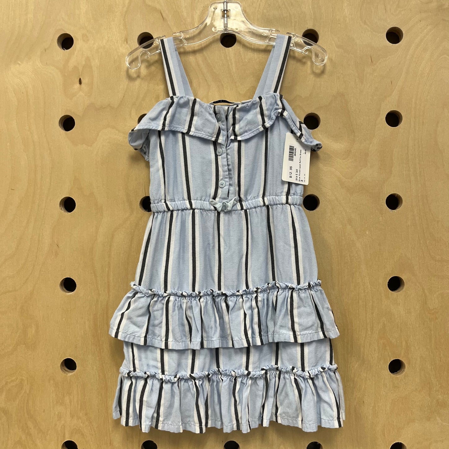 Blue Striped Ruffle Dress