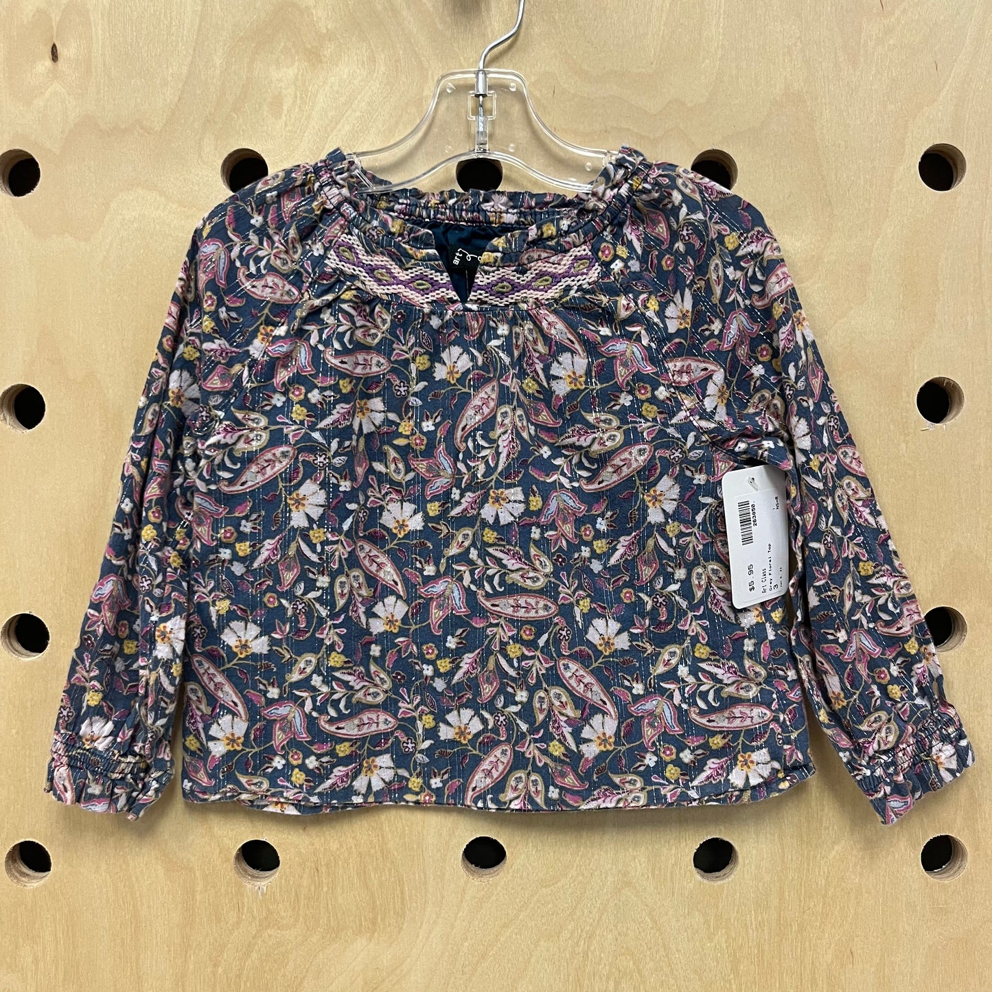 Grey Floral Top
