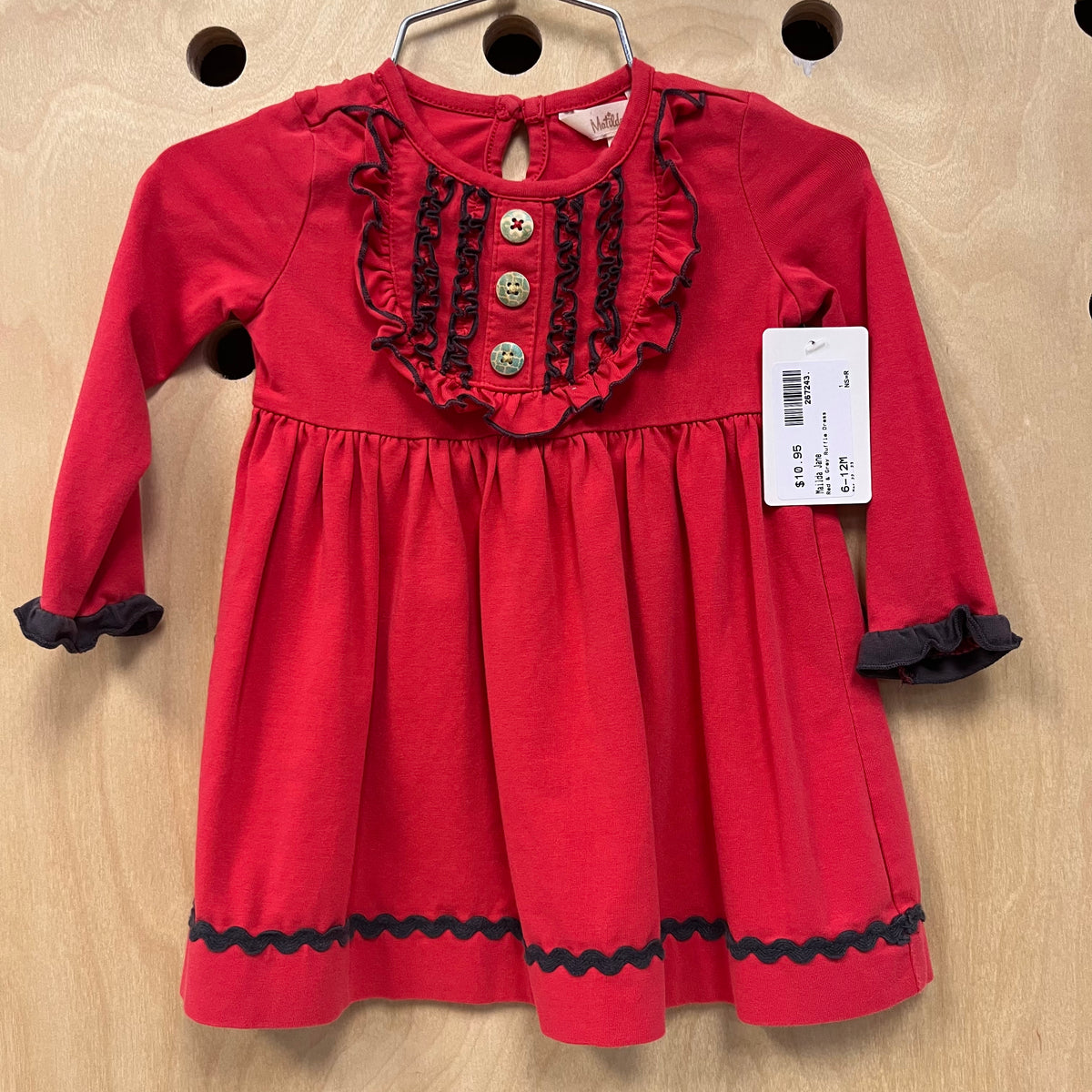 Red & Grey Ruffle Dress