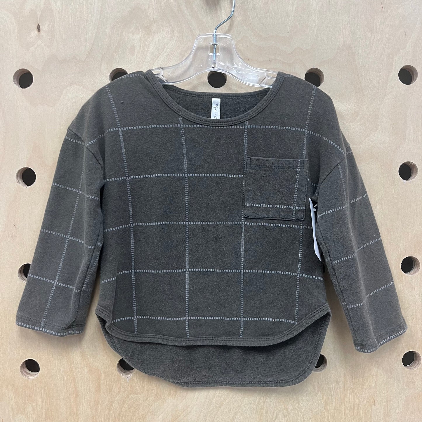 Grey Plaid LS Top