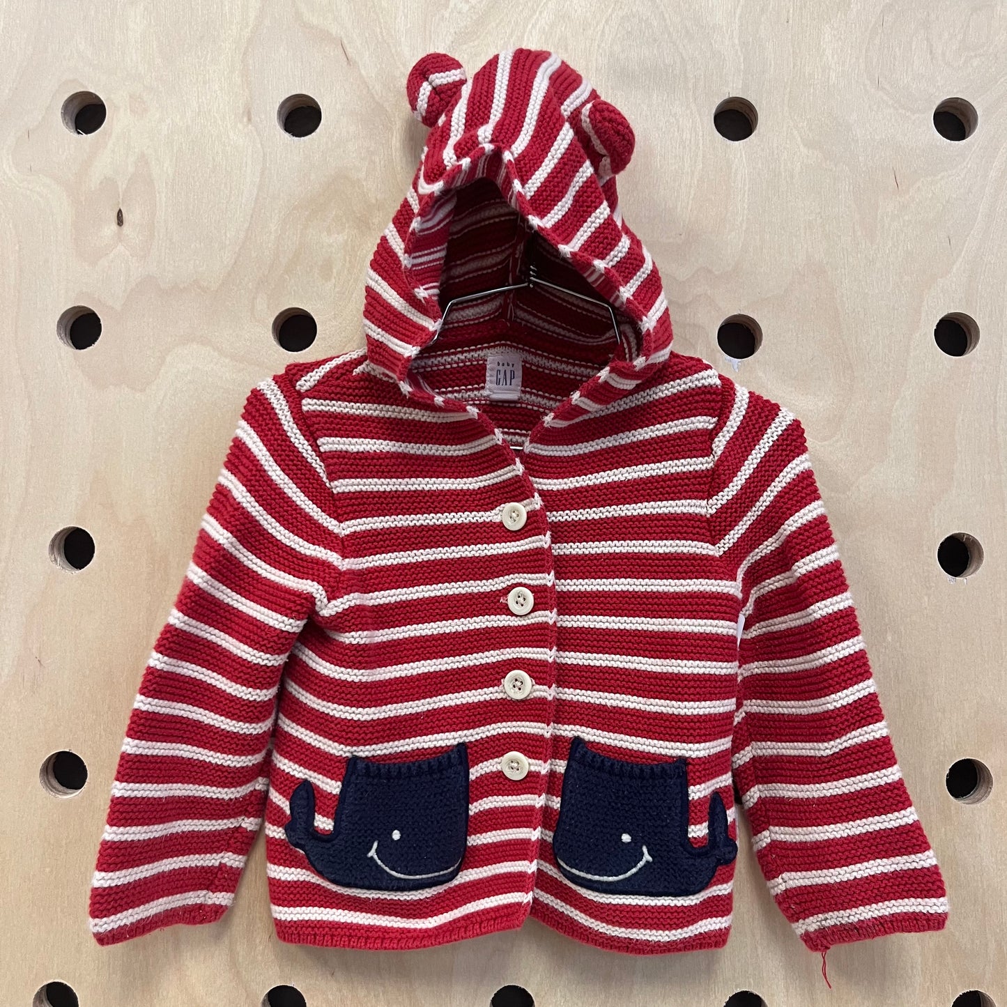 Red Striped Whale Cardigan