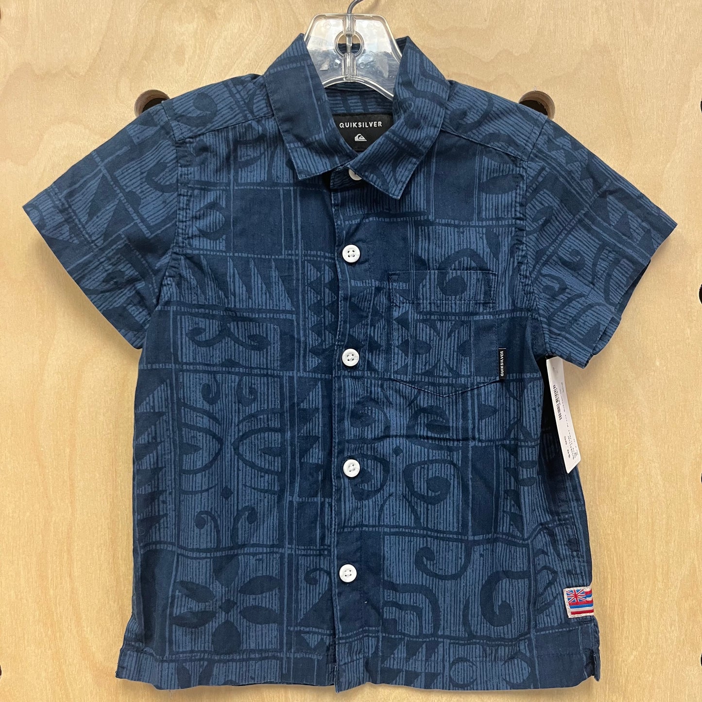 Navy Tribal Print Button Up