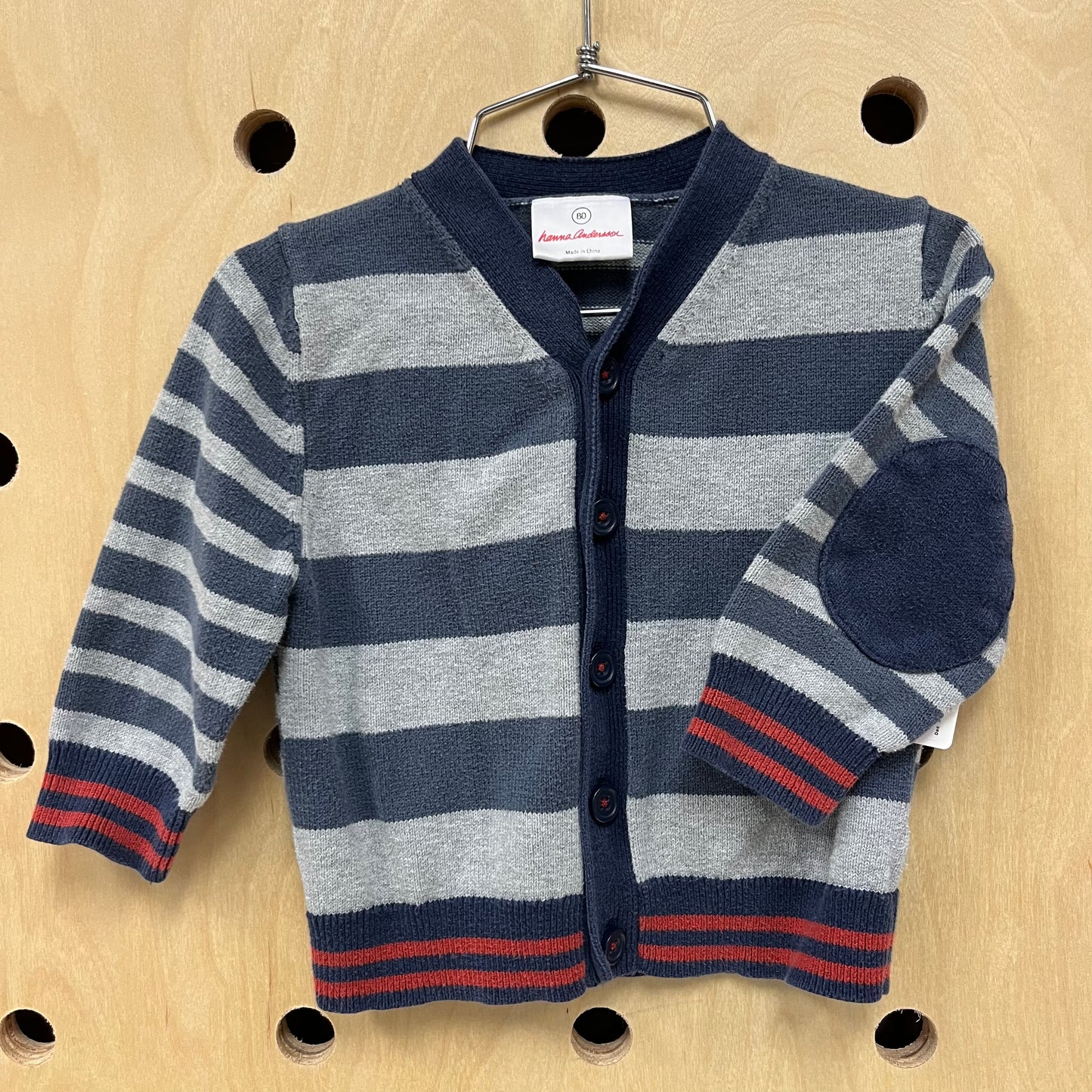 Grey Striped Cardigan Sweater