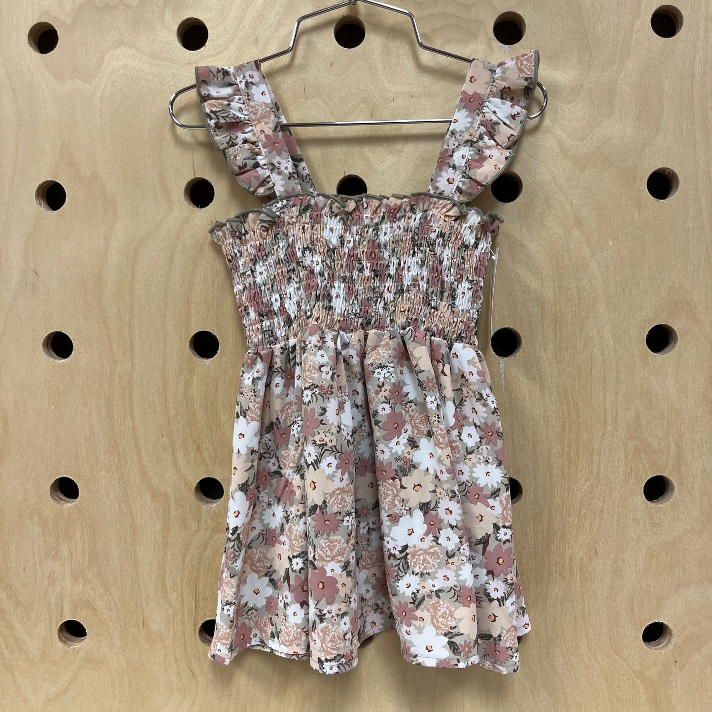 Mauve Toned Floral Smock Dress