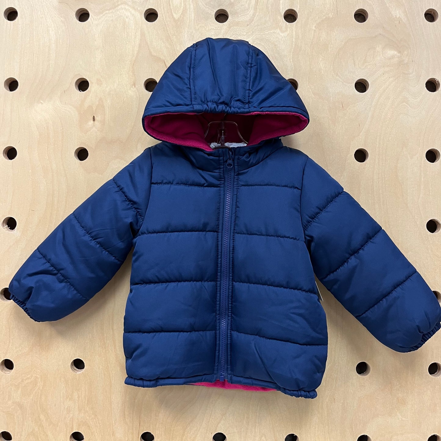 Navy/Pink Fleece-Lined Puffer