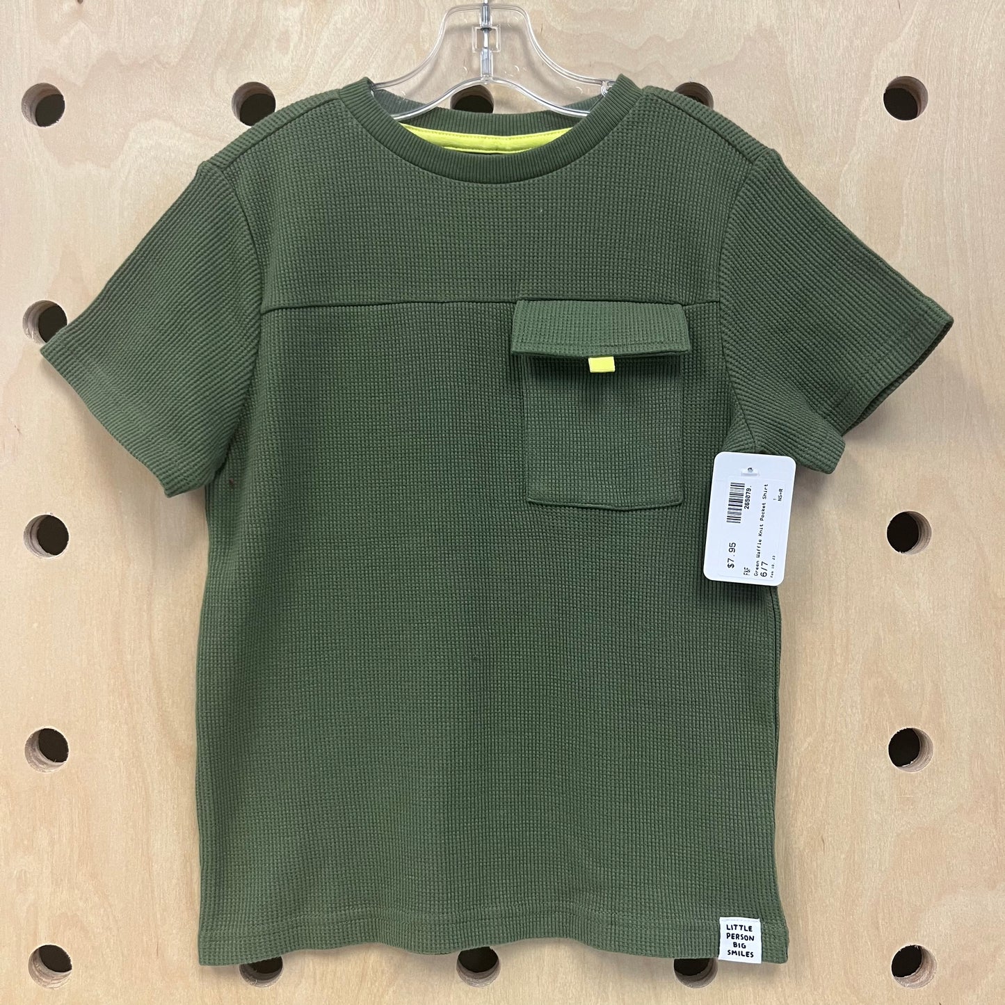 Green Waffle Knit Pocket Shirt