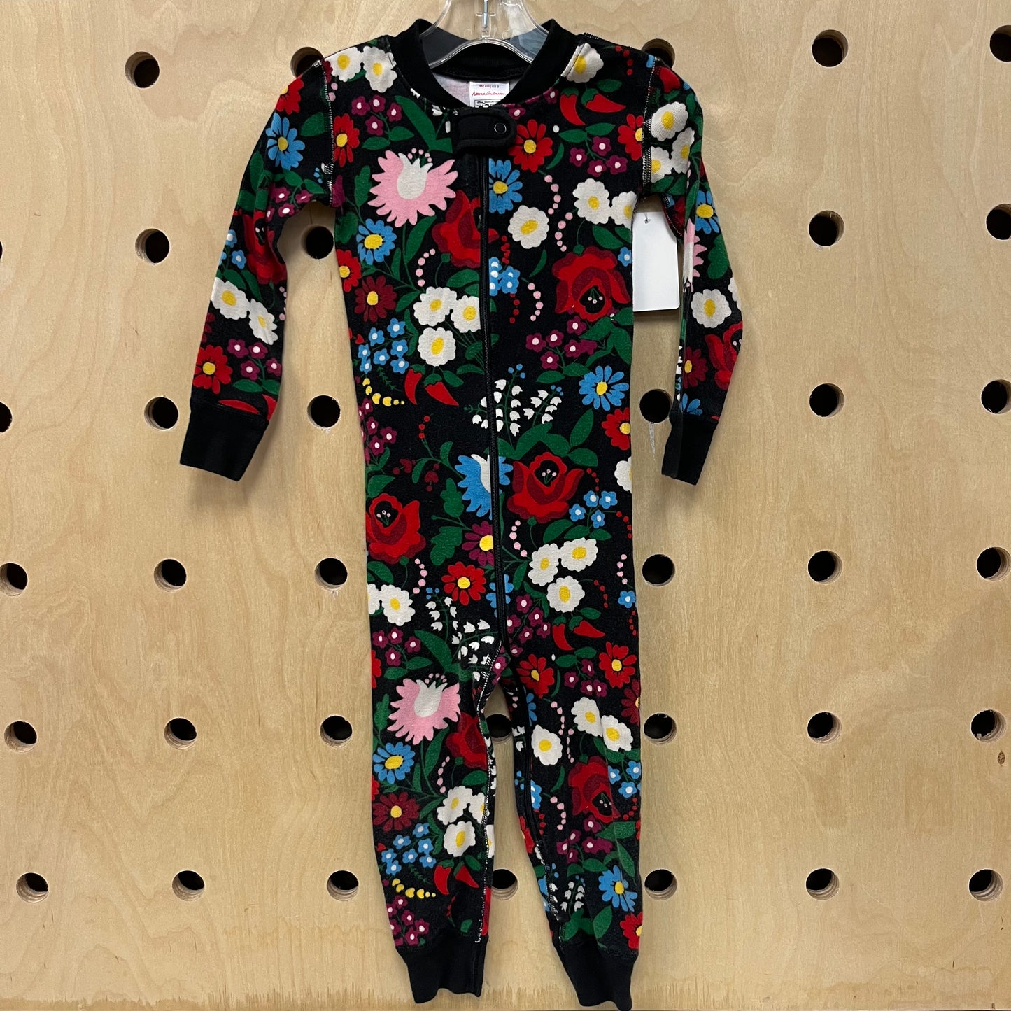 Black Floral Zippered Pajamas