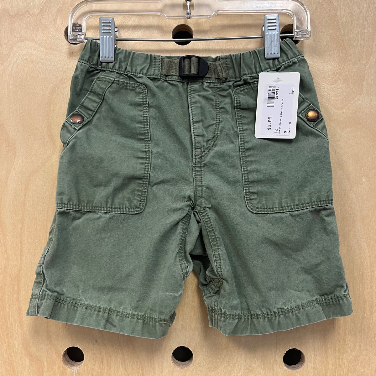 Green Elastic Waist Shorts