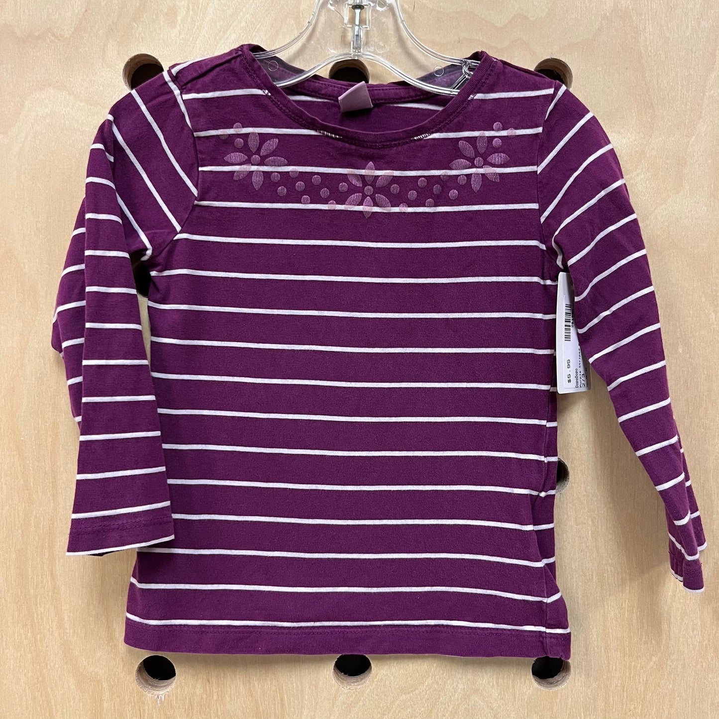 Purple Striped Floral Top