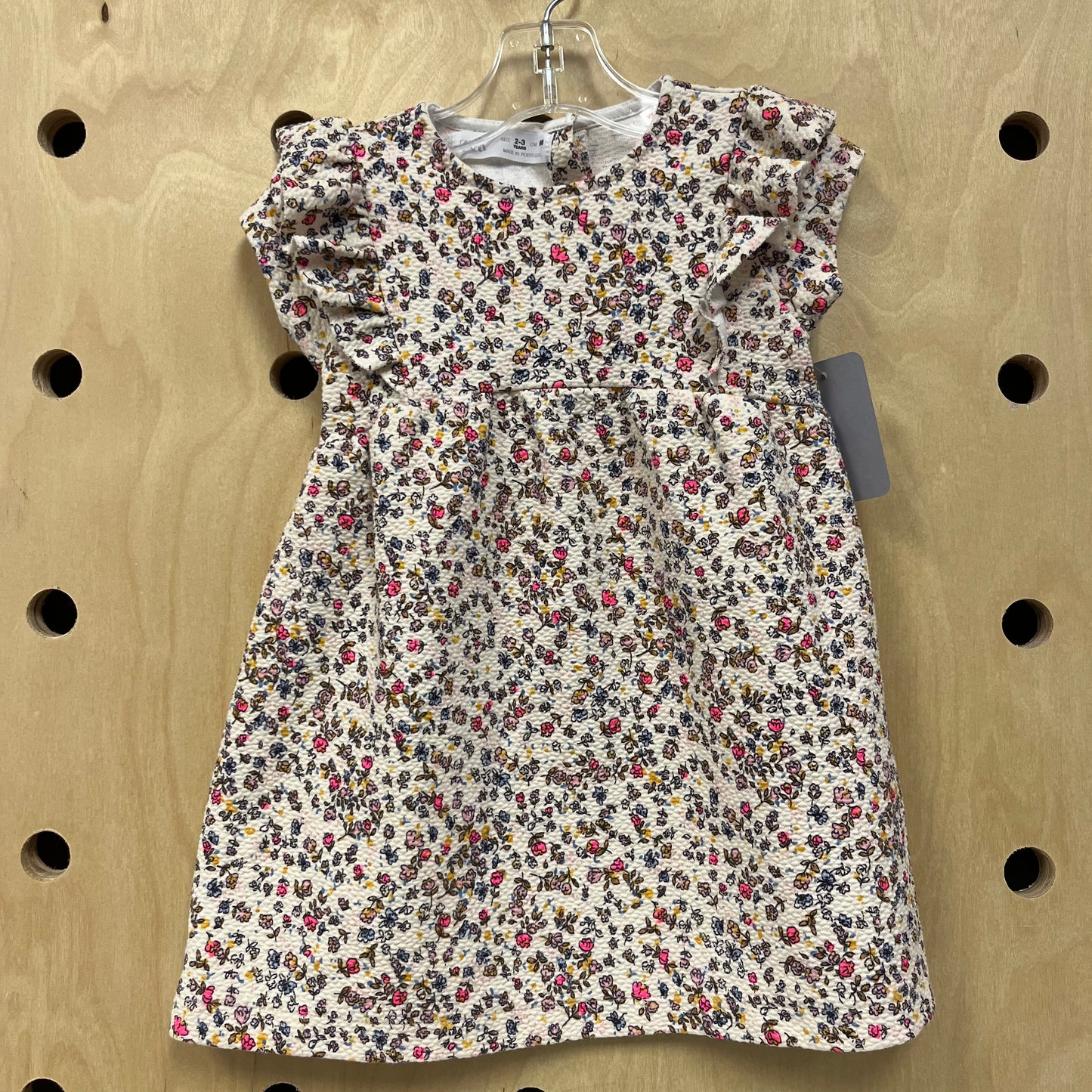 Cream Textured Floral Dress