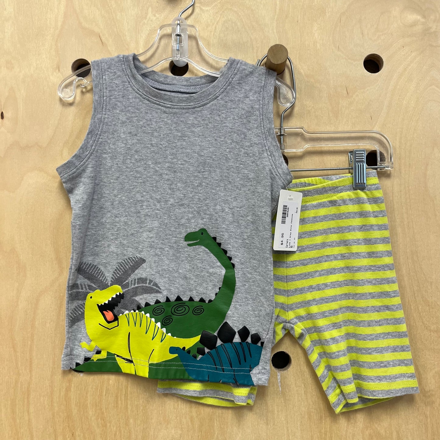 Lime + Grey Dino Jammies