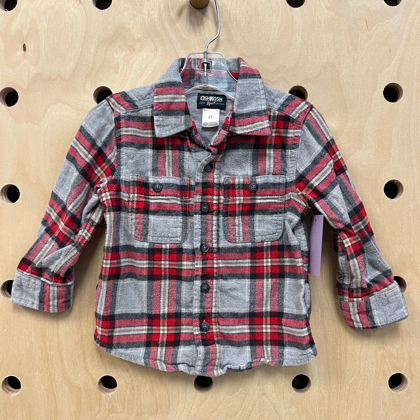 Grey + Red Plaid Flannel