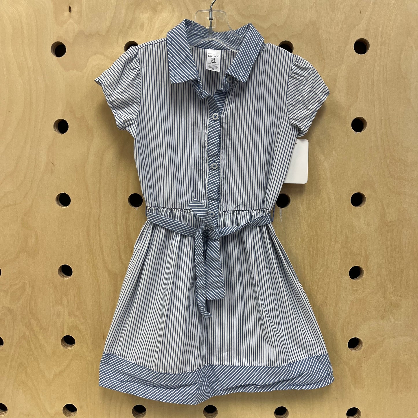 Blue Striped Button Dress