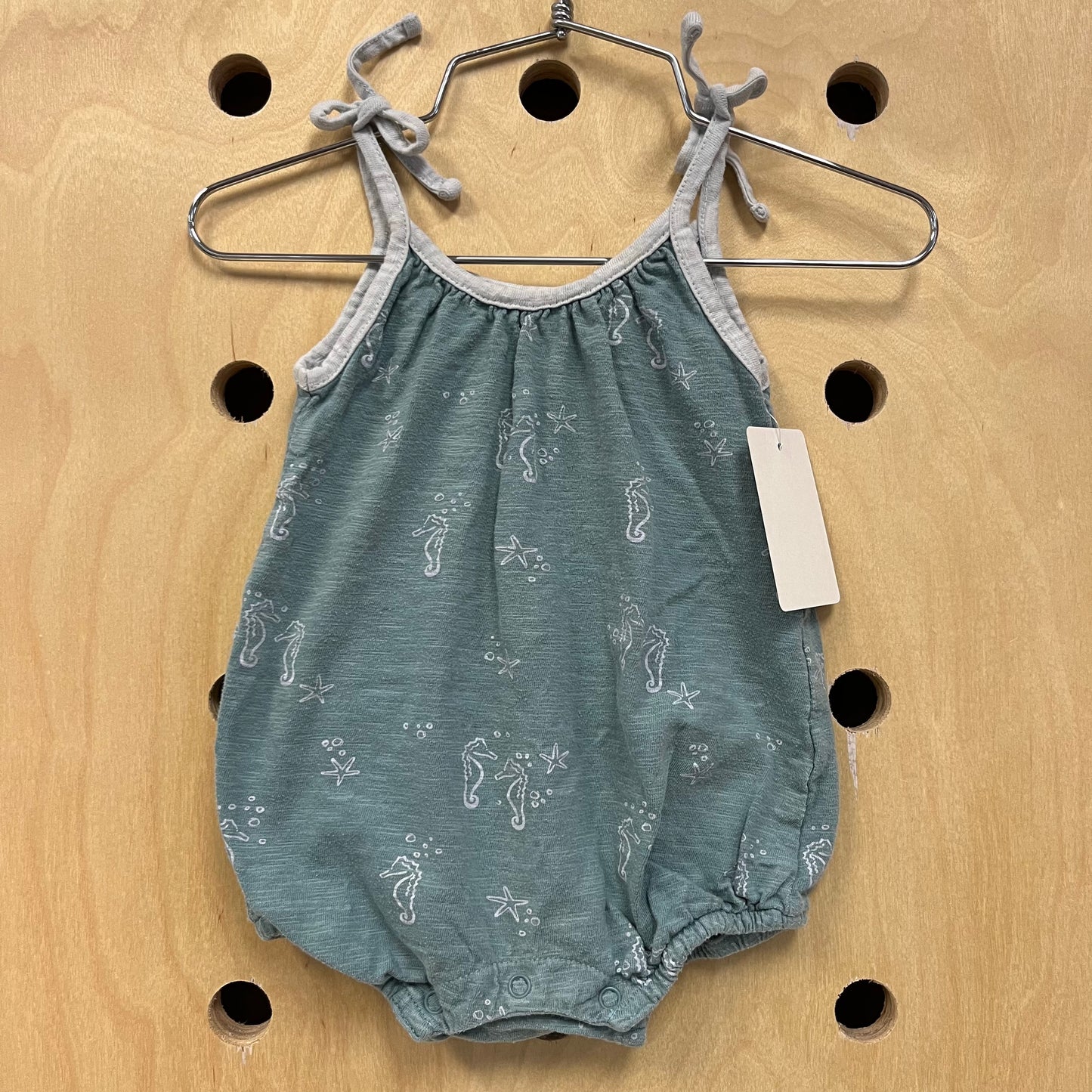 Dusty Blue Organic Seashorse Romper