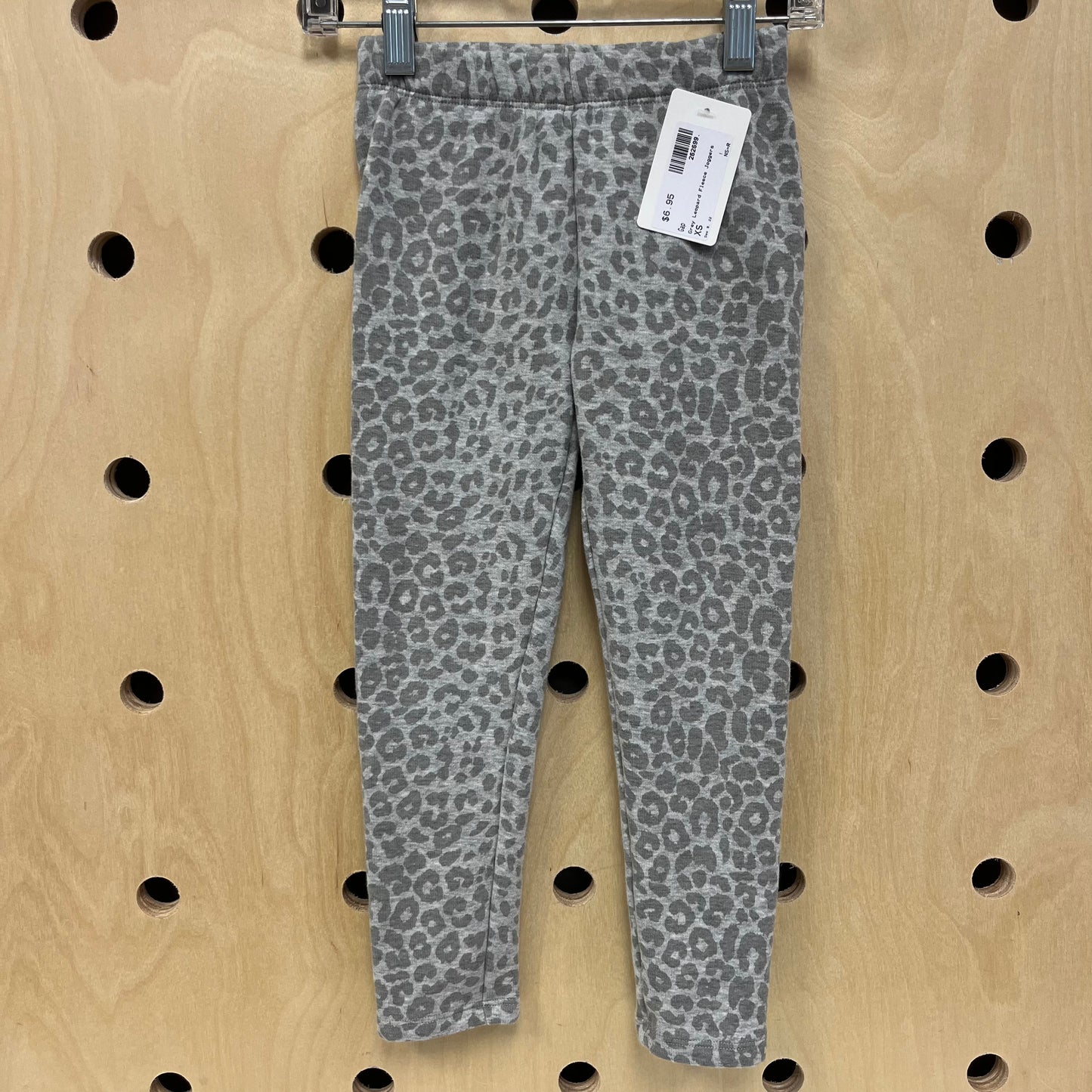 Grey Leopard Fleece Lined Leggings