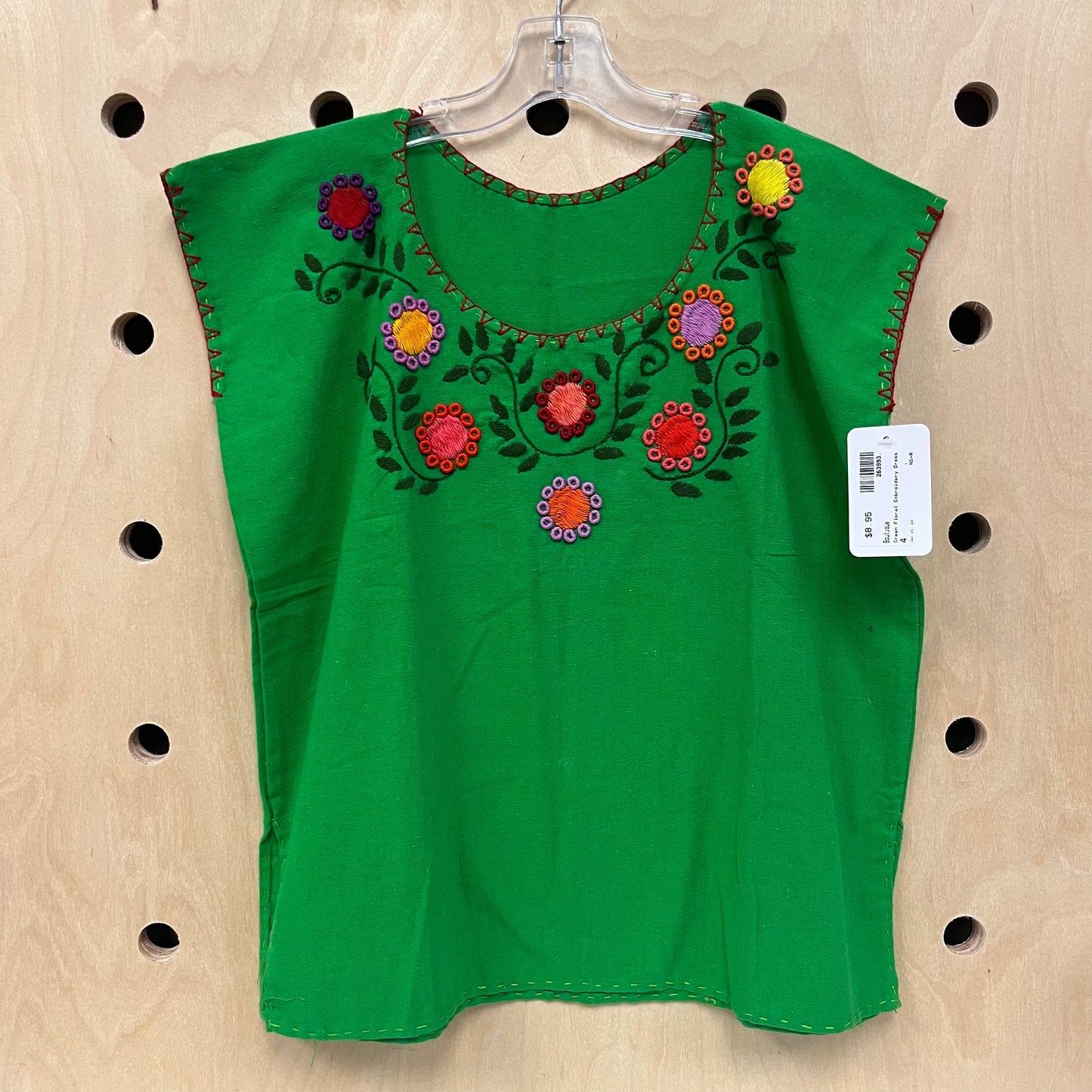 Green Floral Embroidery Dress