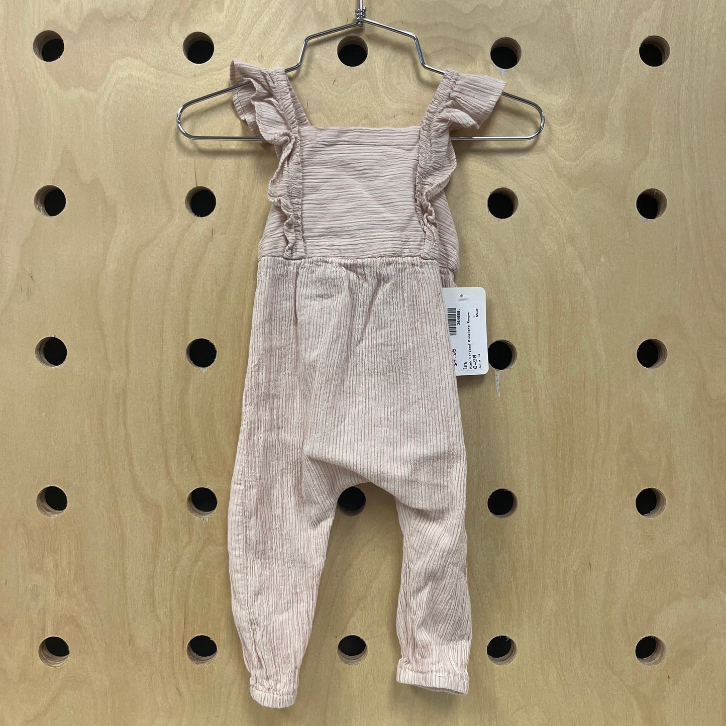 Pink Striped Pinafore Romper