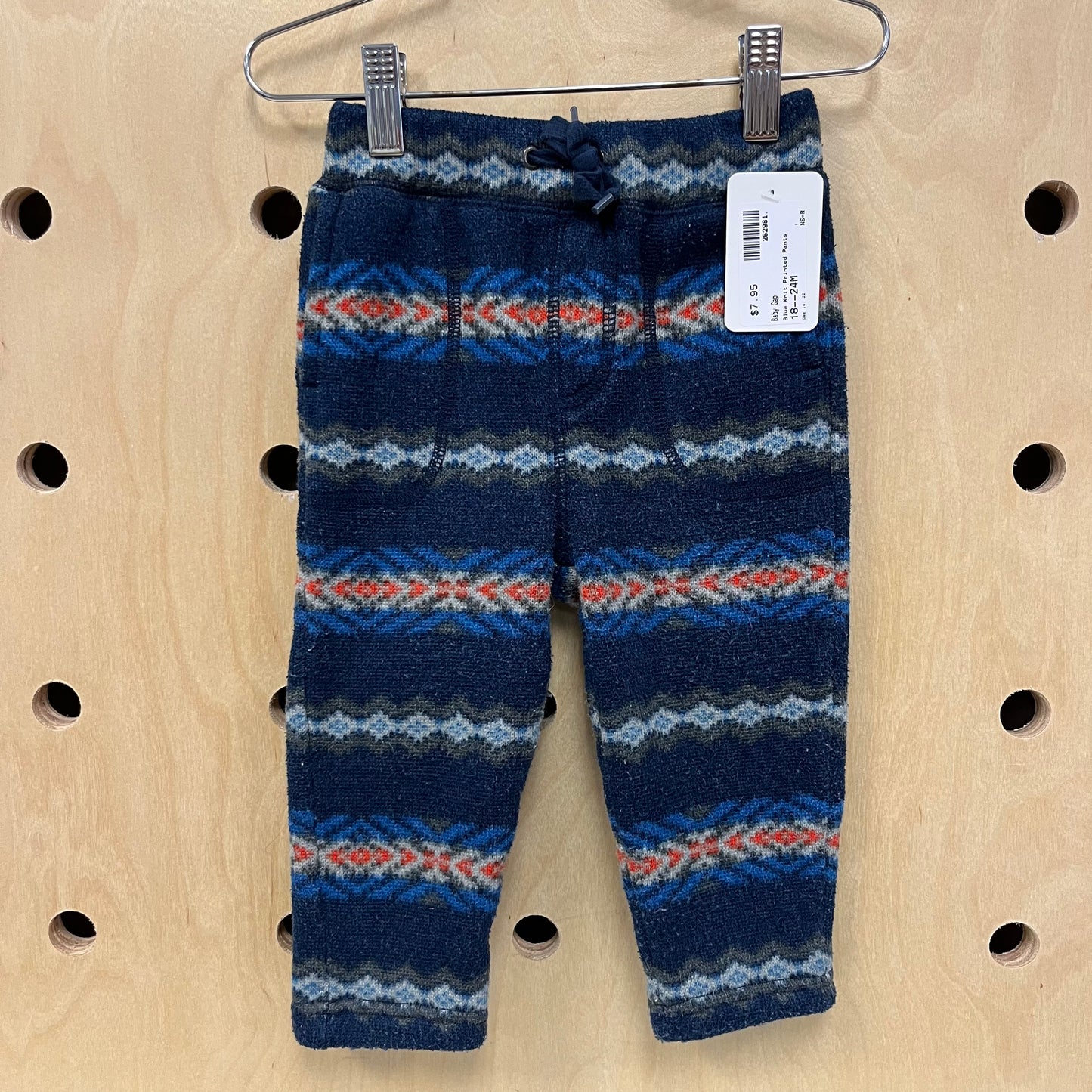 Blue Knit Printed Pants