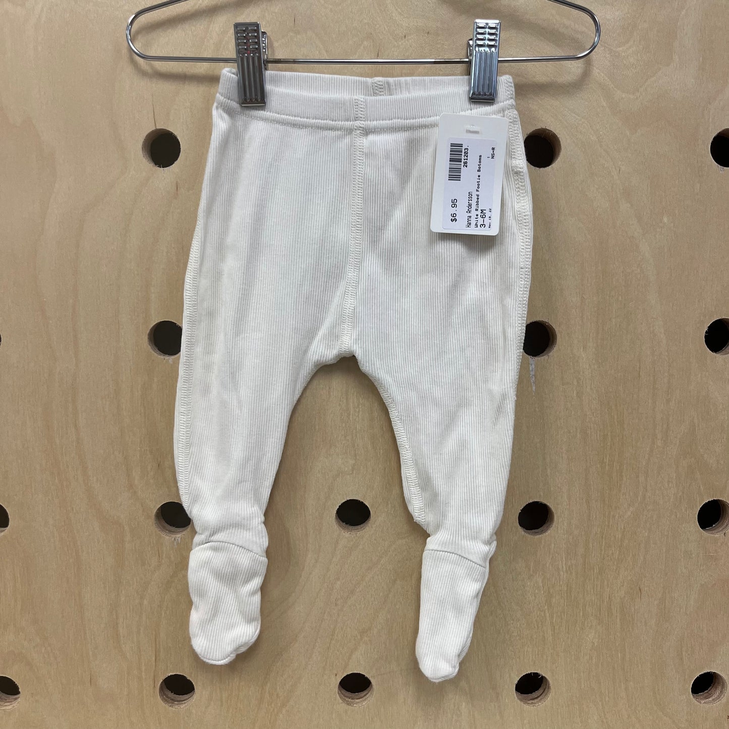 White Ribbed Footie Botoms
