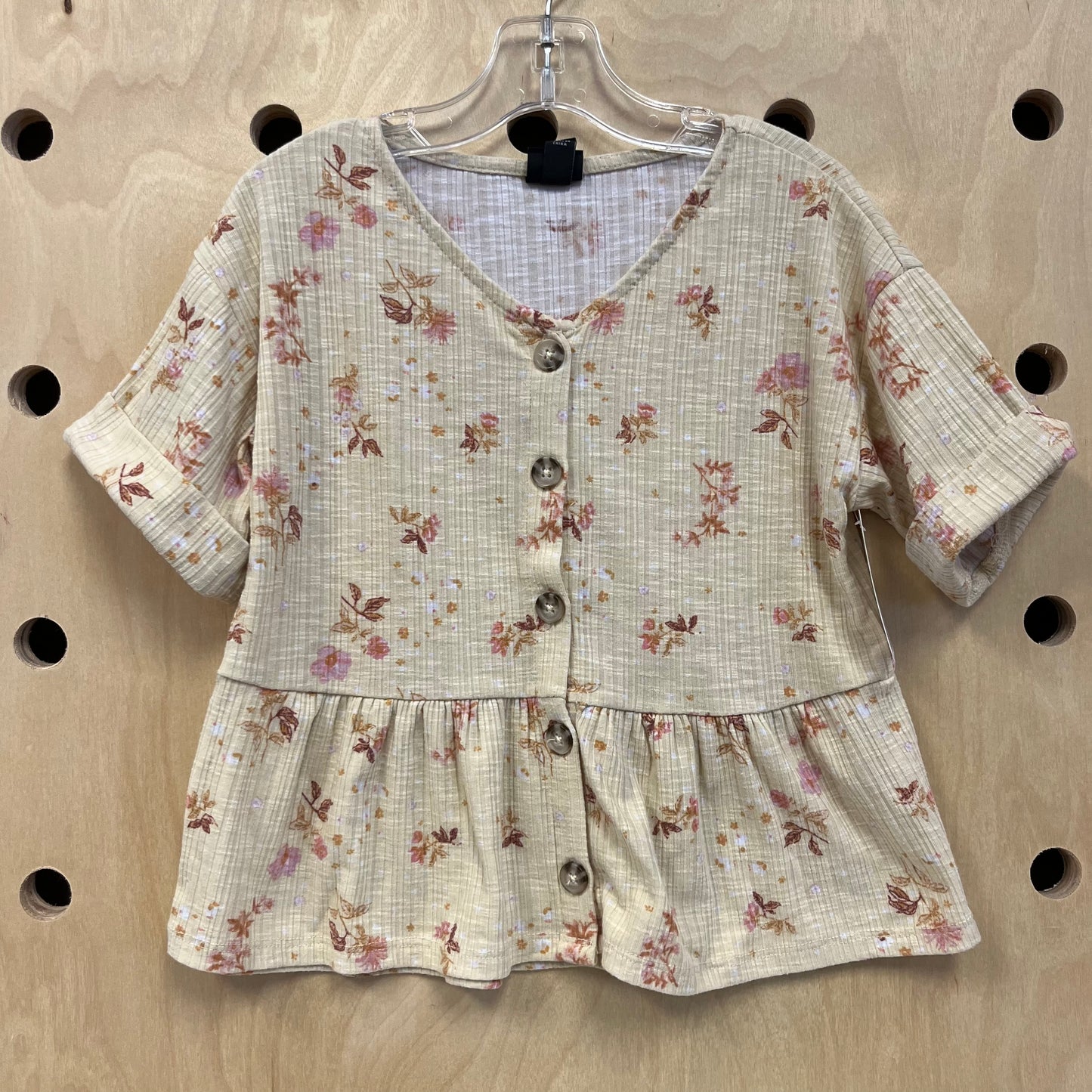 Yellow Floral Ribbed Top