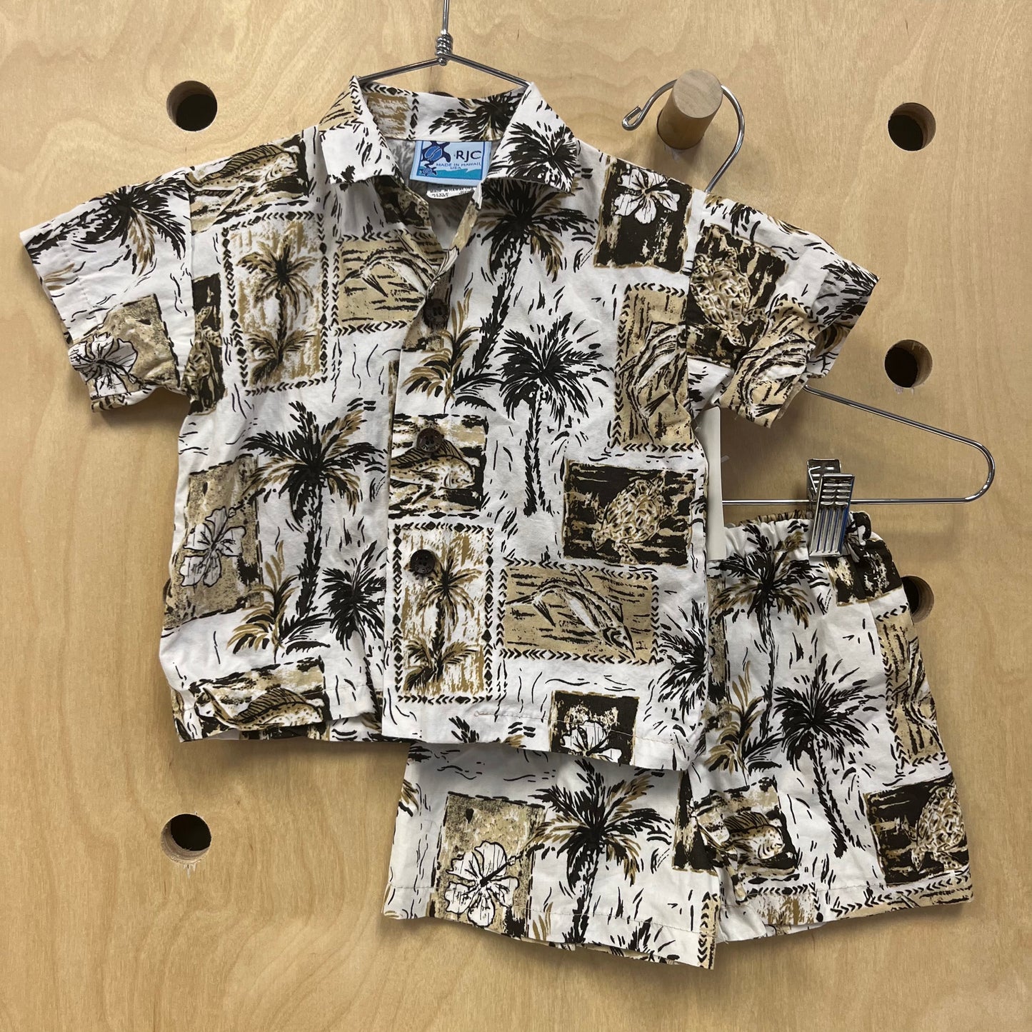 White & Brown Hawaiian Outfit