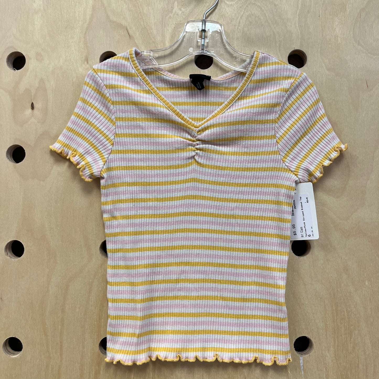 Yellow/Pink Striped Ribbed Top