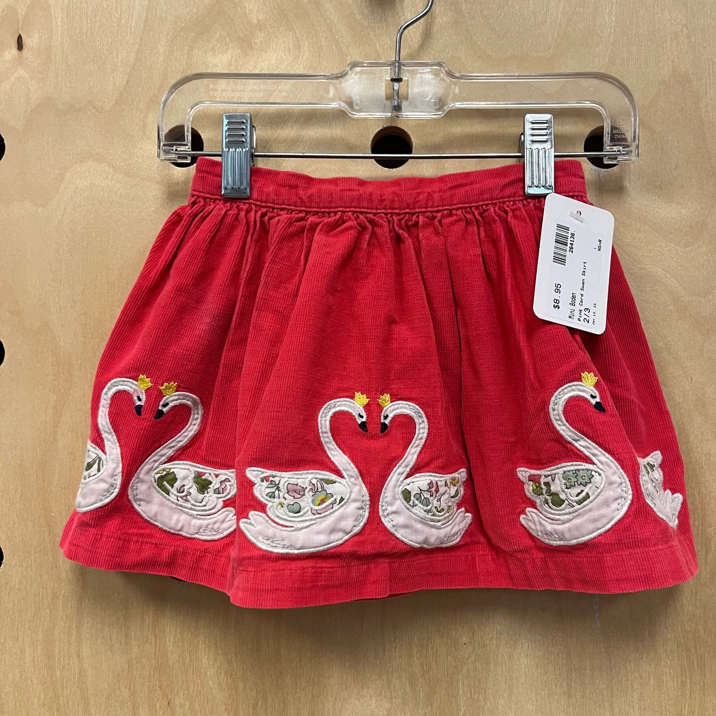 Pink Cord Swan Skirt